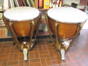 GOOD OLDER SET 2 LUDWIG COPPER 25 &  28, TIMPANI, NO DENTS, NEW GAUGES.