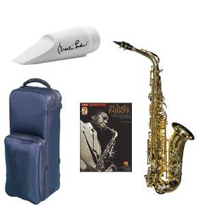 Virtuoso Series Professional Alto Saxophone Clear Lacquer Deluxe w/Charlie Parker Mouthpiece & Book Pack