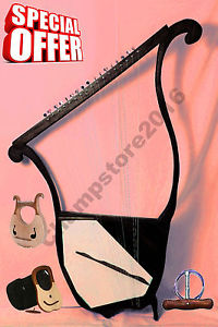 Black Psaltery 17 Strings Jewish Biblical Harp with 2 free Lyre Harps