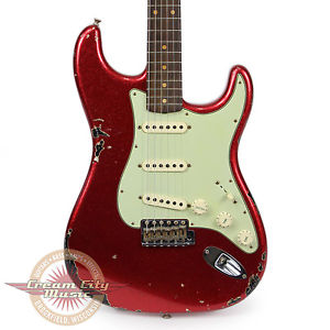 Used Fender Custom Shop 1962 Stratocaster Heavy Relic in Red Sparkle over Black