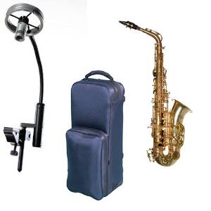 Virtuoso Series Professional Alto Saxophone Deluxe w/AMT LS Studio Sax Microphone, Unlacquered