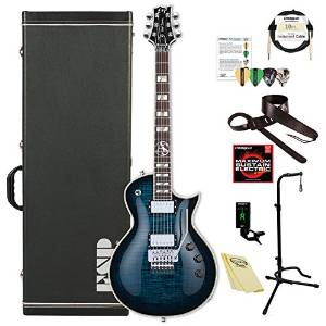 ESP EALEXSFRBLKAQSB Alex Skolnick Signature Flamed Maple Top Electric Guitar, Black Aqua Sunburst