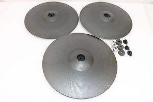 Roland THREE Cymbal Package ONE CY-15RMG Ride & TWO CY-14C Crash Metallic Gray
