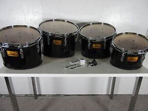 Pearl Championship Marching Tenor Drum Quad Midnight Black Maple 10/12/13/14"
