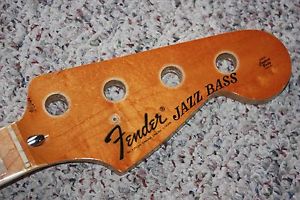 1975 1976 Fender Jazz bass neck maple 3-bolt bound block inlays