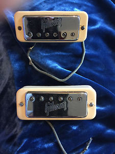 Gibson 1972 Logo Embossed Mini Humbucking Pickups with Rings-7.06K & 7.02K- HOT!