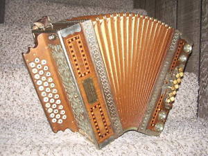 Vintage Franz Hochholzer Austrian 3 Row Diatonic Button Box Accordion C-F-Bb