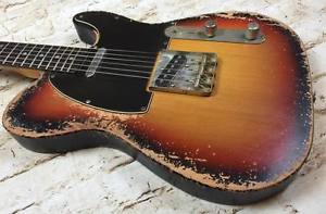 Custom Shop Aged Nitro Road Worn Aged Sunburst T 60s Relic Fraser Guitars SRV