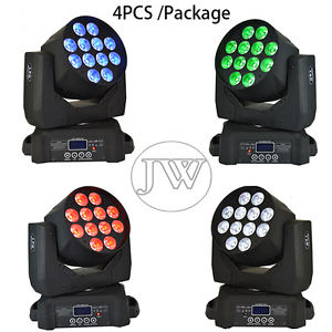 Free shipping 4pcs /lot 12*10w RGBW 4in1 wash moving head