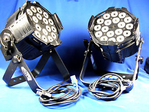 LOT OF TWO ELATION OPTI TRI PAR 18 X 3W TRI COLOR LEDs PAR