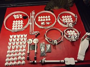 DW DRUM WORKSHOP COLLECTORS HARDWARE LOT LUGS HOOPS REMOTE WHITE POWDER COATED