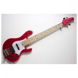 Lakeland SK-569  5 String Quilt Maple Body Pink Used Electric Bass Guitar Japan