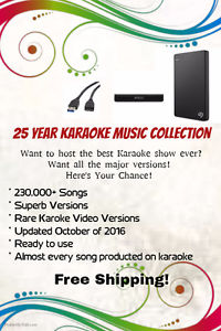 Karaoke Music Collection USB External Hard Drive 230,000+ Songs Huge Collection!