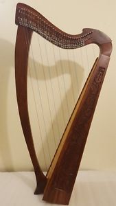 36 - Strings Harp with Lever Made of Rose  Solid Wooden Engranved body  & Bag.