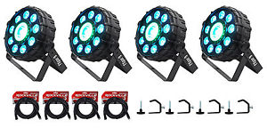 4) Chauvet DJ FX Par 9 DMX Multi-Effect LED, SMD RGB+UV Par Lights+Cables+Clamps