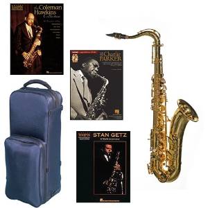 Virtuoso Series Professional Gold Plated Tenor Saxophone Deluxe w/3 Pack of Legends books: Best of Charlie Parker,Stan Getz & Coleman Hawkins Collection