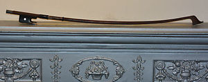 old French bass bow 4/4 Stamped "Vtor Fetique A Paris" 925 silver Pernumbucco