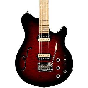 Ernie Ball Music Man Axis Super Sport HH Hollowbody Electric Guitar with Tremolo/Piezo Bridge Black Cherry