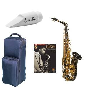 Virtuoso Series Professional Black Nickel Alto Saxophone Deluxe w/Charlie Parker Mouthpiece & Book Pack