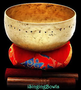 Antique Tibetan Singing Bowl: Lotus 8", circa 19th Century, A#2 & E4 .VIDEO