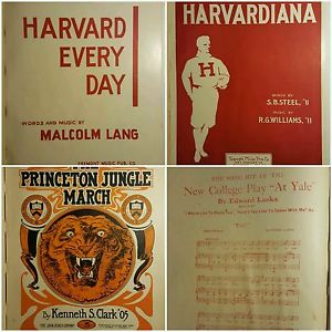 ANTIQUE RARE HARVARD PRINCETON FOOTBALL YALE  SHEET MUSIC COLLECTION IVY LEAGUE