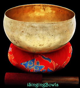 Antique Tibetan Singing Bowl: Lotus 7 5/8", circa 18th Century, G#2 & D4 .VIDEO