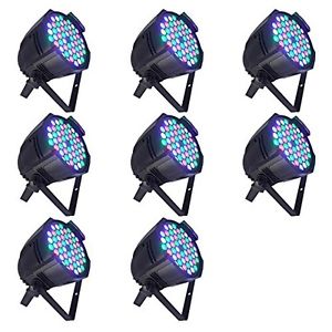 Eyourlife 8pcs 54x3W LED PAR Lights RGBW PAR64 DMX512 Stage Party Show