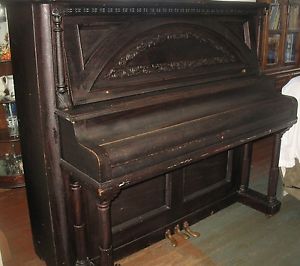 Vintage Antique Horace Waters Upright Grand Piano PICK-UP ONLY NY As-Is