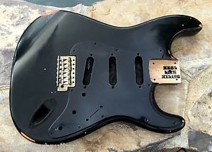 REAL LIFE RELICS AGED CUSTOM REPLICA DG "BLACK STRAT" BLACK OVER RED BODY