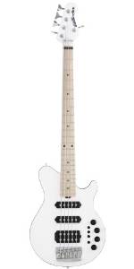 Ernie Ball Music Man Reflex 5 String Bass, Single Humbucker and Two Single Coils, White, Maple Fingerboard, Matching Painted Headstock