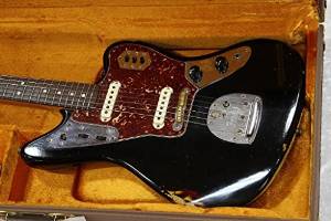 Used Fender Custom Shop 1965 Jaguar Relic Black Over Color 3cs Electric Guitar