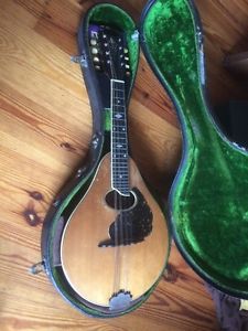 Vintage 1920s Washburn A Style Curly Maple Mandolin With Vintage Gibson Ajr Case