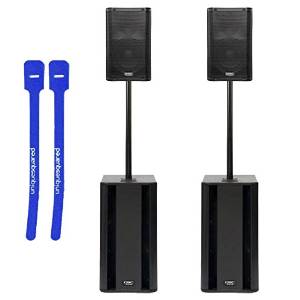 QSC K10 10" Powered 2-Way Loudspeaker Pair w/ QSC KSUB Subwoofer Pair, M20 Thread Pole Pair & Cable Ties
