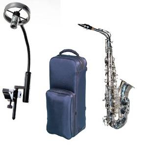 Virtuoso Series Professional Silver Plated Alto Saxophone Deluxe w/AMT LS Studio Sax Microphone