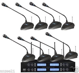 Pro Wireless 8 Table Conference Microphone System UHF 8x32 Channel adjustable