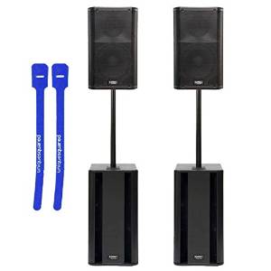 QSC K12 12" Powered Loudspeaker Pair w/ KSub Subwoofer Pair, M20 Pole Pair & Cable Ties