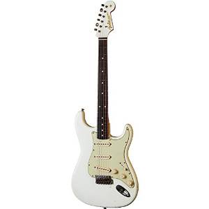 Fender Custom Shop 1960 Stratocaster Relic with Matching Headstock Electric Guitar Olympic White with Matching Painted Headstock Rosewood Fretboard