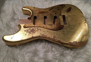 Fender Stratocaster style GOLD LEAF Custom Vintage aged nitro guitar body, relic
