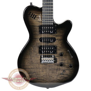 Used Godin xtSA Leaftop Acoustic Electric Synth Guitar Trans Black Flame Gloss