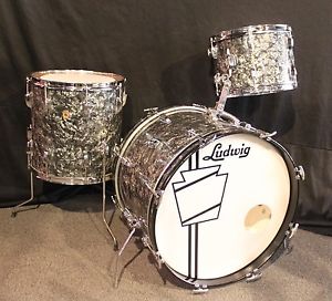 Vintage Ludwig 1968 Downbeat Drum Set Drums Black Diamond Pearl