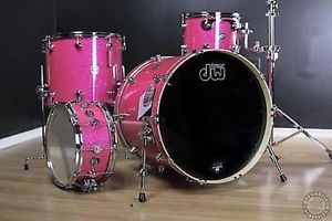 DW Performance 4pc Drum Set Limited Edition Pink Sparkle 22/16/12/6.5x14 Snare
