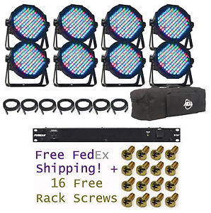 American DJ MEGA FLAT PAK PLUS 8x Mega Par Profile+DMX Cables+Bag+Conditioner