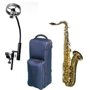 Virtuoso Series Professional Tenor Saxophone Deluxe w/AMT LS Studio Sax Microphone, Clear Lacquer