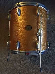 Gretsch 70s Vintage Stop Sign Badge 16x16 Floor Tom Drum Gold Sparkle