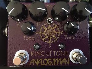 Analogman King of Tone Overdrive Guitar Effect Pedal Hi Gain Red Side