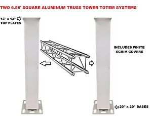 Two (2) Totem 2m 6.56ft Aluminum Square Truss Tower Base +Scrim Vertical System