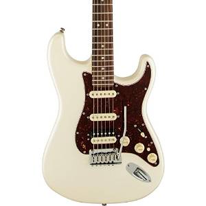 Fender American Deluxe Stratocaster HSS Shawbucker Solid-Body Electric Guitar, Olympic Pearl
