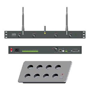 Revolabs Solo Executive DSP 4-Ch Wireless Conf Microphone System - Includes: Rackmount Base Station, Microphone Charger (No Mics) 01-EXESYS4-BLK-NM