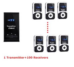 EXMAX&reg; ATG-100T 195MHz-230MHz Professional Transmitter for Wireless Tour Guide system/Monitoring system,wireless tour guide system for teaching, tour guides, conference (1 Transmitter 100 Receivers)