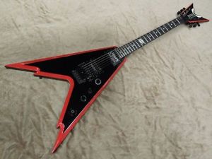 Free Shipping Used DEAN Dean USA Razorback V Black With Red Beveled 2006 Guitar